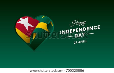 Banner or poster of Togo independence day celebration. Waving flag. Vector illustration.