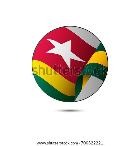 Togo flag button with shadow on a white background. Vector illustration.