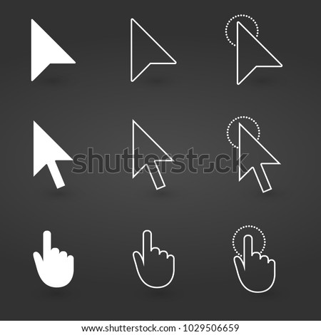 hand and arrow cursor icon. computer icons universal set for web and mobile. Vector illustration.