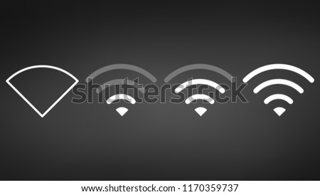 Wi-Fi different signal levels. Wireless signal strength indicator icon. Sign for remote internet access. Vector illustration.