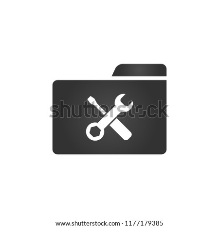 Folder Icon tools or settings in trendy flat style isolated on white background, for your web site design, app, logo, UI. Vector illustration,