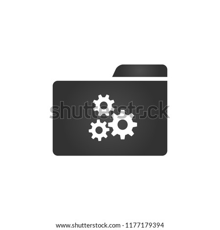 Folder Icon with settings cogs or gears, system preferences icon in trendy flat style isolated on white background, for your web site design, app, logo, UI. Vector illustration,