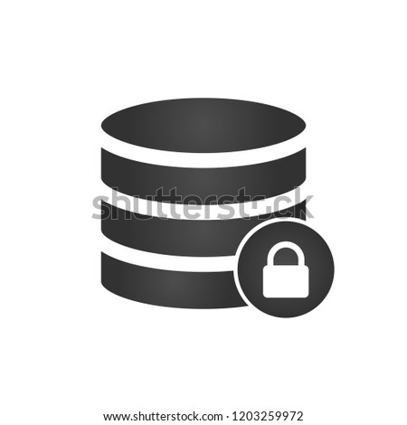 Database, Server Isolated Flat Web Mobile Icon with Lock icon. Vector Illustration isolated on white background.