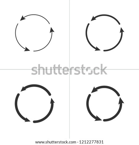 Three circle counter clockwise arrows black icon set . vector illustration isolated on white background.