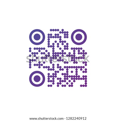 Creative QR code sign round icon. Scan code symbol. Circle corners. vector illustration isolated on white background.
