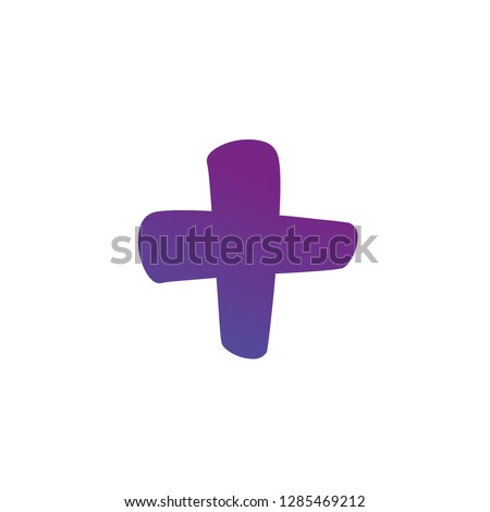 Plus or cross symbols. hand painted plus cross sign isolated on a white background. Vector illustration.