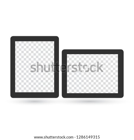 Realistic blank picture frame templates set in landscape and portrait version, vector illustration isolated on white background.