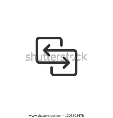 black direction arrows for transfer, sync, migration data. traffic bridge or exchange conept. linear logotype graphic art design isolated on white background.