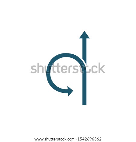 Arrows straight or forward and turn back. Continue icon. Enter and exit signs. North and South arrows. U-turn sign. Stock Vector illustration isolated on white background.