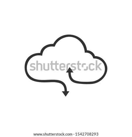 Download and upload cloud line icon. linear style sign for mobile concept and web design. Cloud storage with arrows down and up outline vector icon. Symbol, logo illustration.