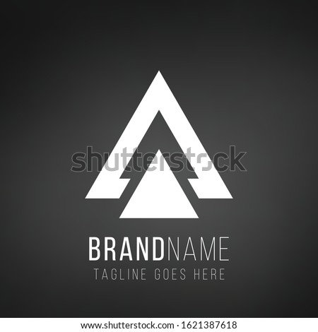 Letter A or delta geometric triangle logo design. Business identity tech element. Stock Vector illustration isolated on black background.