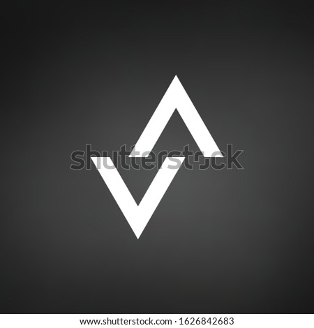 Arrows up down logo design template. direction flat business icon of company identity symbol concept. Stock Vector illustration isolated on black background.