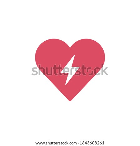 Illustration of heart with a lightning icon, charging heart. Stock Vector illustration isolated on white background.
