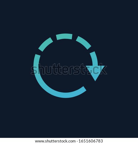 Refresh icon. Backup symbol with dashed arrow. Web update sign. Stock Vector illustration isolated on blue background.