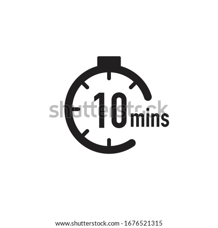 10 minutes timer, stopwatch or countdown icon. Time measure. Chronometr icon. Stock Vector illustration isolated on white background.