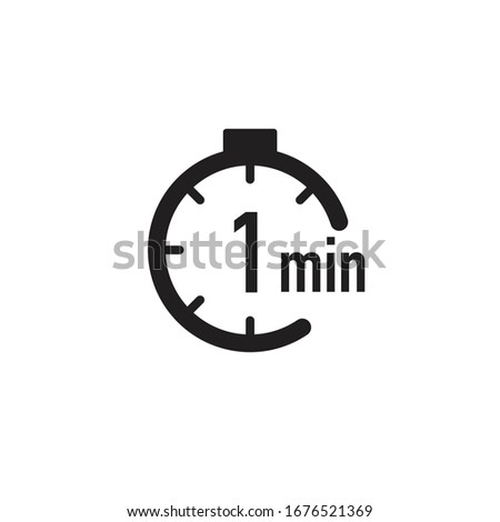 1 minute timer, stopwatch or countdown icon. Time measure. Chronometr icon. Stock Vector illustration isolated on white background.