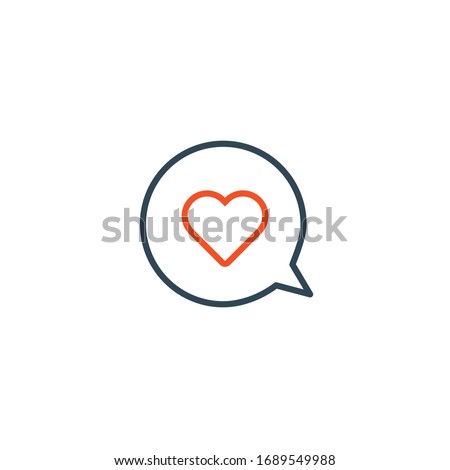 Love message, linear heart in speech bubble icon, good feedback. Stock Vector illustration isolated on white background.