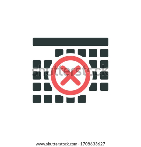 Carantine covid-19 calendar icon. stay home icon. Calendar Page time management icon with cross. Days off. Stock Vector illustration isolated on white background.