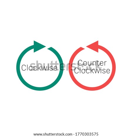 Rotate clockwise and rotate counterclockwise arrows. Stock vector illustration isolated on white background.