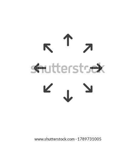 Spreading outward arrows icon. Distribution arrows. Stock vector illustration isolated on white background.