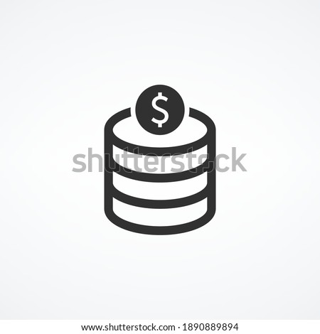 dollar coin database server icon. banking database. Stock Vector illustration isolated