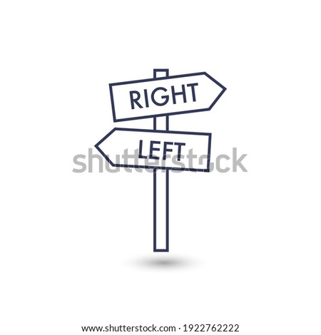 Right and left direction road sign, signpost icon. Stock Vector illustration isolated