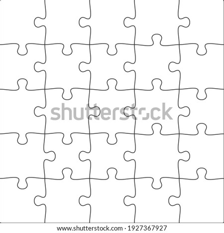 5x5 Jigsaw puzzle blank template background light lines. every piece is a single shape.