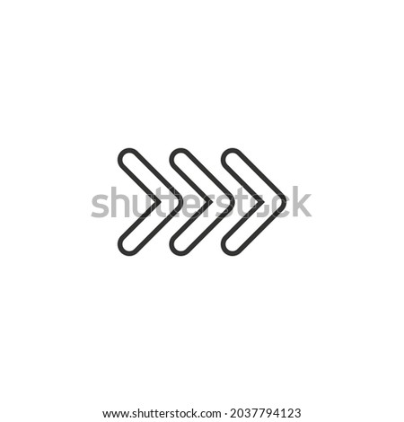 Black vector chevron arrows pointing right, three arrows in row. road sign for turn. Stock Vector illustration isolated on white background.