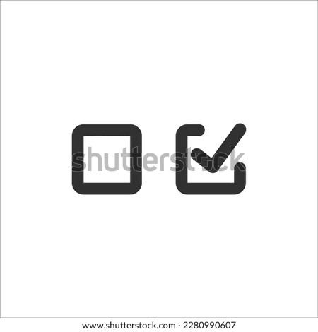 Checkbox set with blank and checked checkbox line art vector icon for apps and websites. Stock vector illustration isolated on white background.