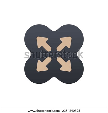 Expand 4 way icon. Extension enlarge increase resize extand spread vector icon. Stock vector illustration isolated