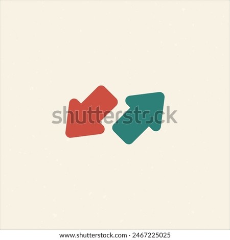 Transfer sync red green up and down arrows icon for mobile concept and web design. Left right arrows simple line vector icon. Stock vector illustration isolated on white background.