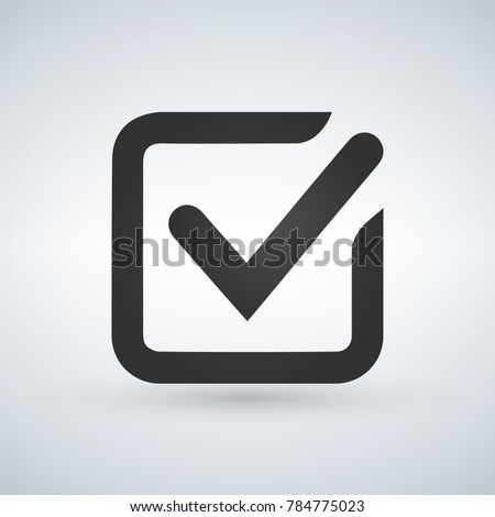 Illustration of check mark icon in square, vector illustration