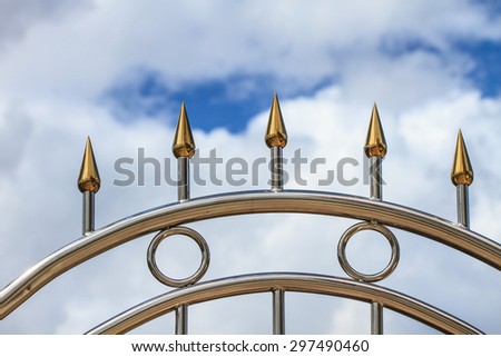 stainless fence , gate or fence close up
