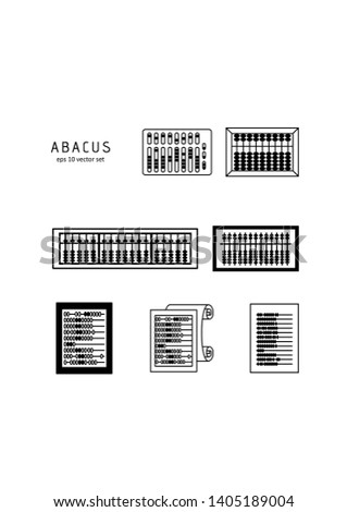 Set - Abacus. Vector icon on white background. Symbol for web, infographics, print design and mobile UX/UI kit. Vector illustration, EPS10.