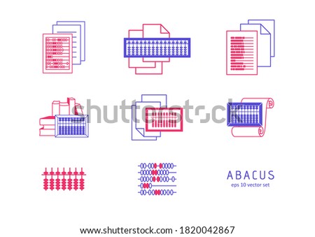 Abacus - vector icons set on white background. Symbol for web, infographics, print design and mobile UX/UI kit. Vector illustration, EPS10.