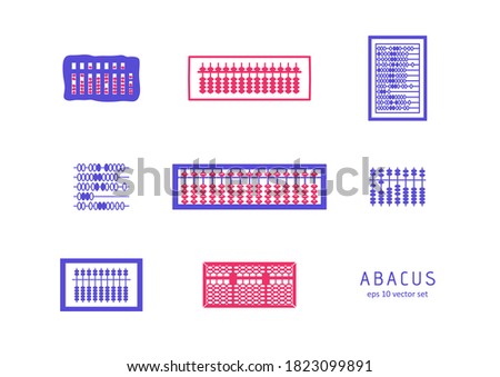 Abacus - vector icons set on white background. Symbol for web, infographics, print design and mobile UX/UI kit. Vector illustration, EPS10.