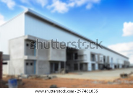 Blurred construction site of modern warehouse