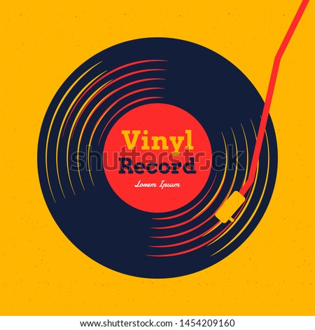 vinyl record music vector with yellow background graphic 