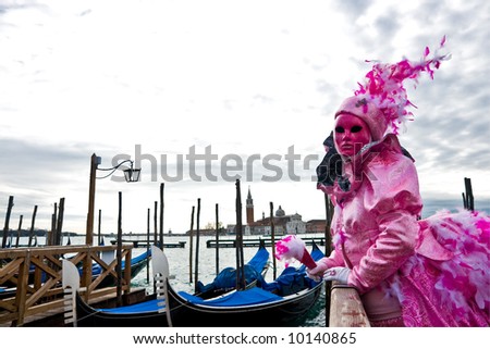 Pink Mask, venice carnival, Italy.