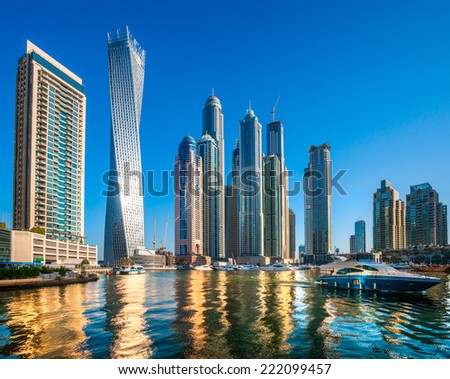 Skyscrapers in Dubai Marina. UAE
