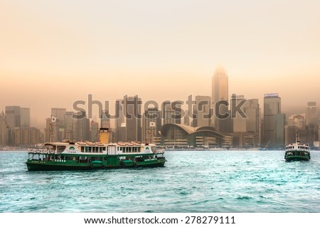 HONG KONG - MARCH 15: Victoria Harbor on March 15, 2013 in Hong Kong. Cruise Ship \