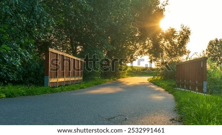 Similar – Foto Bild Eine Brücke aus Holz, die über einen Bach führt