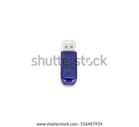 blue pen drive on a white background