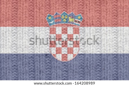 Croatia flag on wool texture