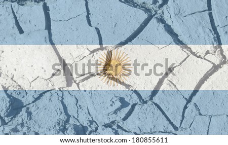 The concept of national flag on dry ground: Argentina