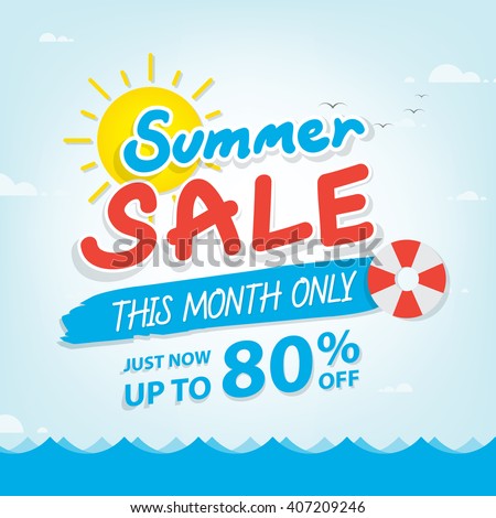 Summer Sale heading design for banner or poster. Sale and discounts. Vector illustration