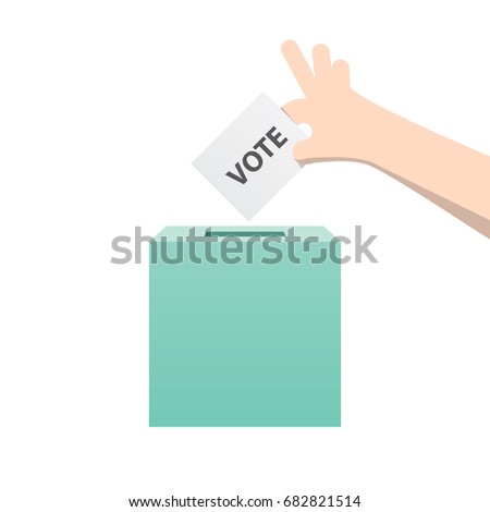 Election, The hand fill vote card in the box  illustration vector on white background. Election concept.