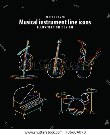 Musical instrument line icons illustration vector. Music concept.