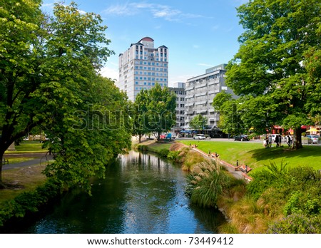 View Of Oxford Terrace, Christchurch Central, New Zealand Stock Photo ...