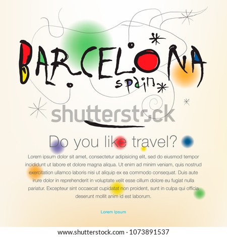 Welcome to Spain, Barcelona, travel desing background, poster, vector illustration.